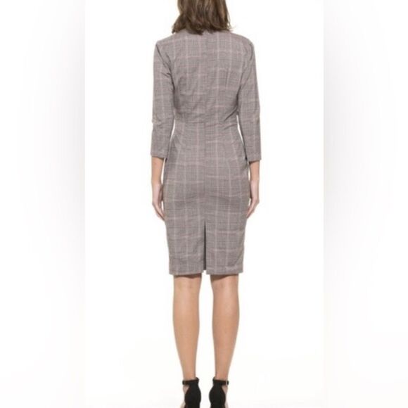 Alexia Admor Olive Plaid Sheath Dress Size XS - Picture 2 of 7